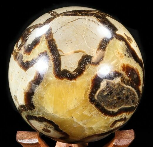 Polished Septarian Sphere - With Stand #43651